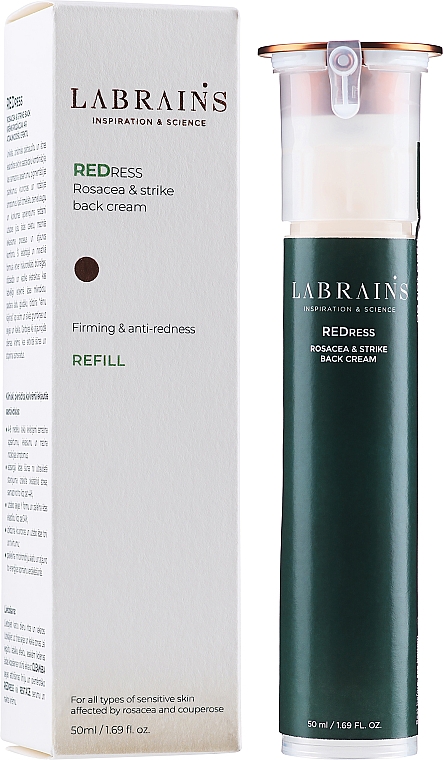 Крем для шкіри обличчя, ураженої розацеа - Labrains Redress Rosacea & Strike Back Cream (запаска) — фото N1