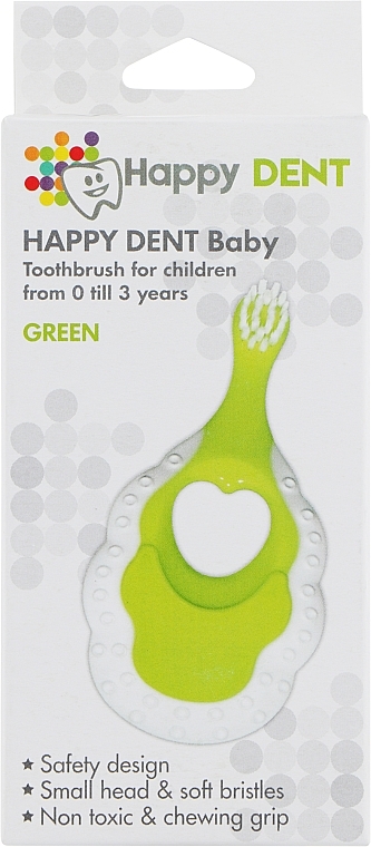 Зубна щітка для дітей від 0 до 3 років, салатова - Happy Dent Baby