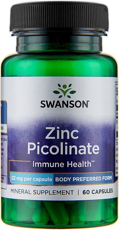 Пищевая добавка "Цинк пиколинат 22мг", 60шт. - Swanson Zinc Picolinate Body Preferred Form — фото N1
