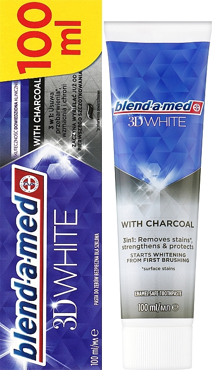 Зубная паста «Отбеливание и глубокая чистка», с экстрактом древесного угля - Blend-a-med 3D White — фото N2