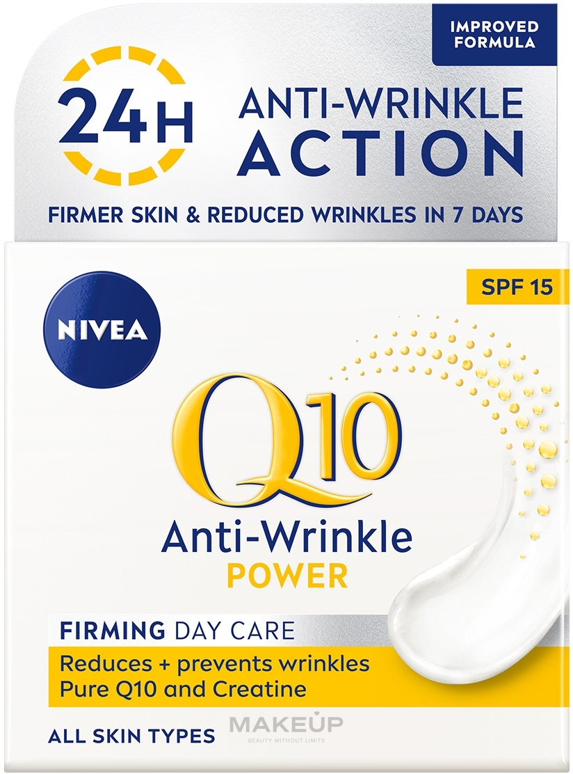 УЦІНКА Крем денний зміцнювальний проти зморщок - NIVEA Q10 Anti-Wrinkle Power SPF15 Firming Day Cream * — фото 50ml