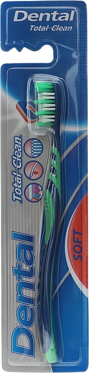 Зубна щітка "Total Clean", м'яка, синьо-бірюзова - Dental Toothbrus — фото N1