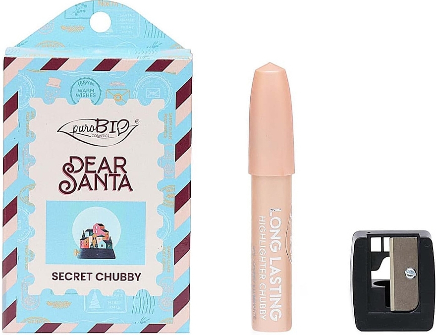 Набір - PuroBio Cosmetics Secret Chubby (highlighter/3.3g + pencil/sharpener/1pcs) — фото N1