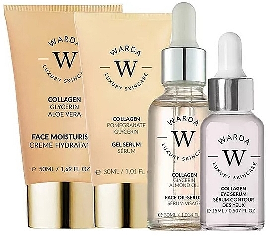 Набор - Warda Skin Lifter Boost Collagen (f/cr/50ml + gel/ser/30ml + oil/ser/30ml + eye/ser/15ml) — фото N1