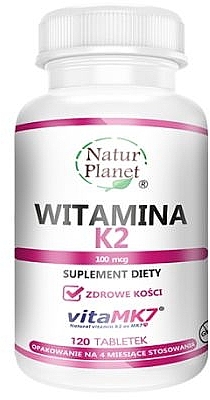 Диетическая добавка, 120 шт. - Natur Planet Vitamin K2 — фото N1