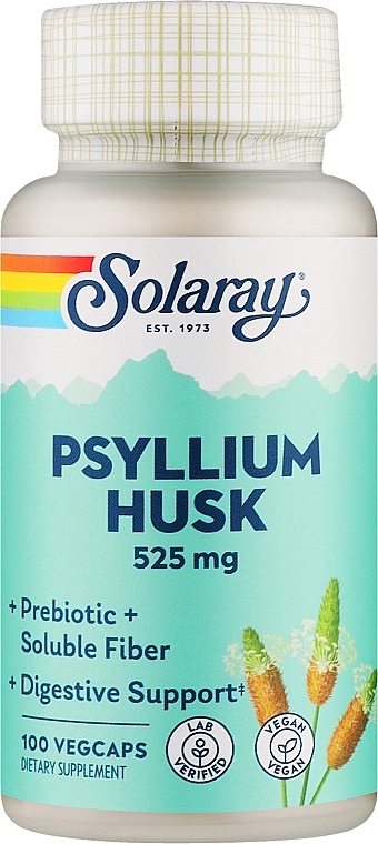 Харчова добавка "Лушпиння псиліума", 525mg - Solaray Psyllium Husk — фото N1