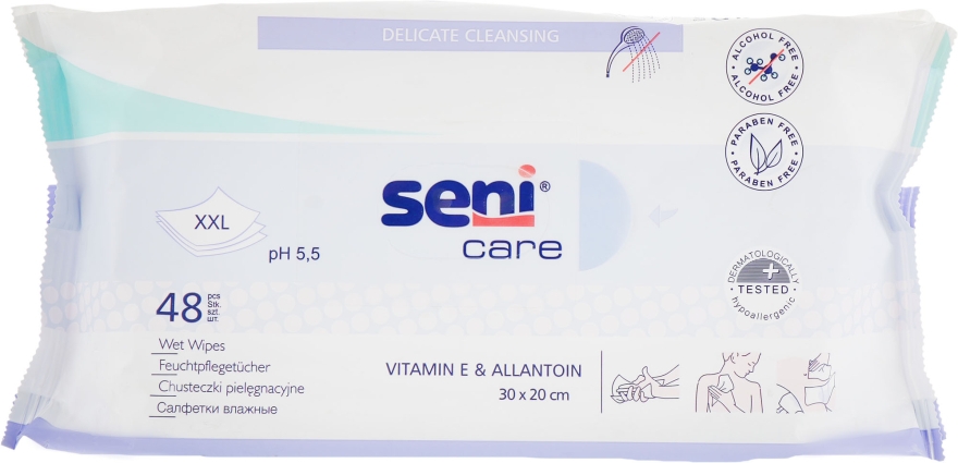 Вологі серветки для догляду за шкірою - Seni Care Delicate Cleansing Wet Wipes — фото N2