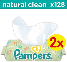 Детские влажные салфетки Natural Clean, 128 шт - Pampers — фото N2