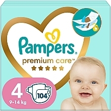 Подгузники Pampers Premium Care. Размер 4 (Maxi), 9-14кг, 104 штук - Pampers — фото N1