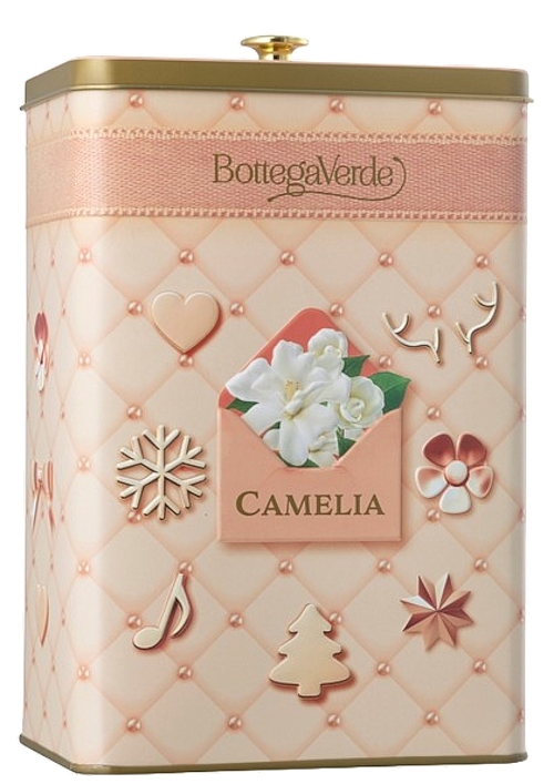 Набор - Bottega Verde Camellia And Retinol Gift Set (sh/gel/200ml + b/butter/150ml + metal/box/1pc) — фото N2