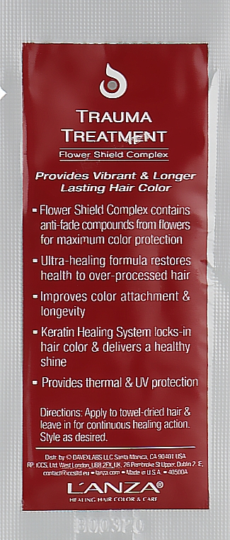 Маска для пошкодженого, фарбованого волосся - L'Anza Healing ColorCare Trauma Treatment (пробник) — фото N2