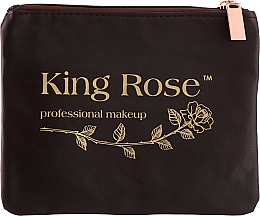Набор кистей для макияжа в косметичке, 15 шт, коричневый - King Rose — фото N2