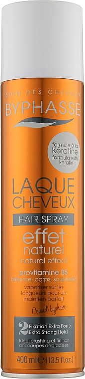 Лак для волос - Byphasse Keratin Natural Effect Extra Strong Hair Spray — фото N1