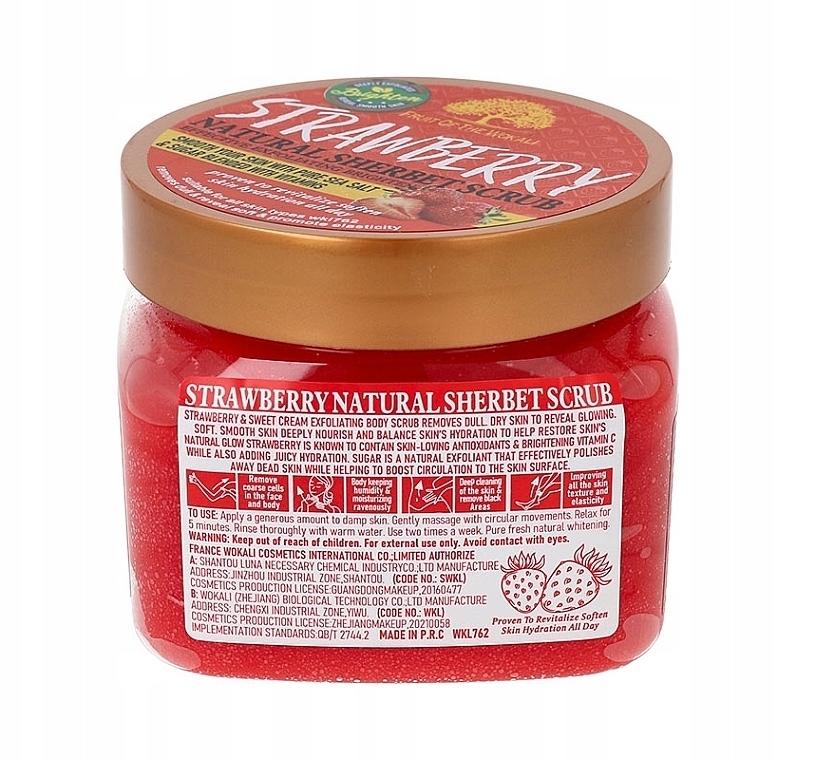 Натуральный скраб-шербет "Клубника" - Wokali Natural Sherbet Scrub Strawberry — фото N2