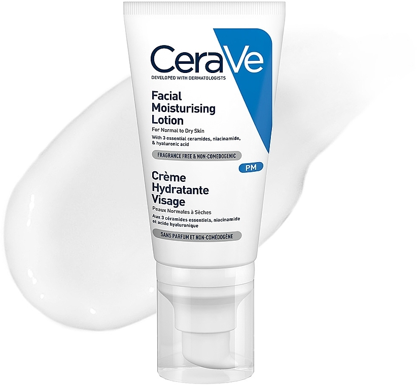 УЦЕНКА Ночной увлажняющий крем для нормальной и сухой кожи лица - CeraVe Facial Moisturizing Lotion * — фото N6