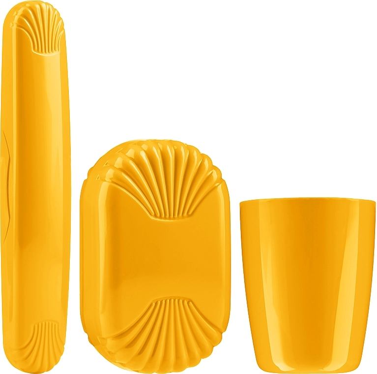 Набор туристический, желтый - Sanel Comfort II (cup1/pcs + toothbr/case/1pcs + soap/case/1pcs) — фото N1