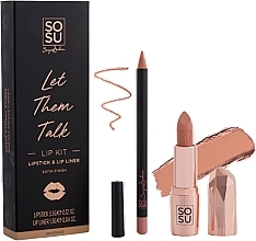 Парфумерія, косметика Набір - Sosu by SJ Let Them Talk Unveiled Lip Kit (lipstick/3,5g + lip/liner/1,35g)