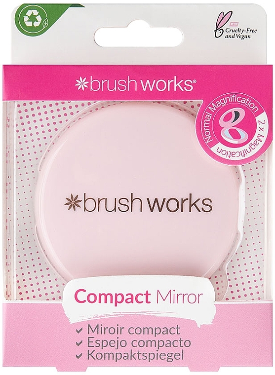 Зеркало карманное, розовое - Brushworks Compact Mirror — фото N1