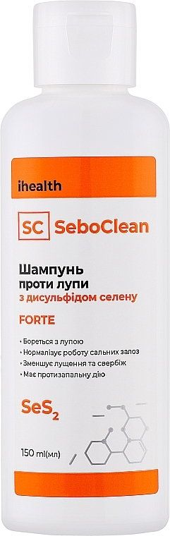 Шампунь для волосся проти лупи з дисульфідом селену - ihealth SeboClean Forte — фото N1