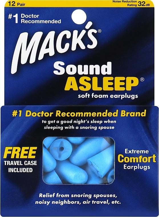Беруши мягкие #2140, защита от шума до 32 Дб, синие - Mack's Sound Asleep — фото N1