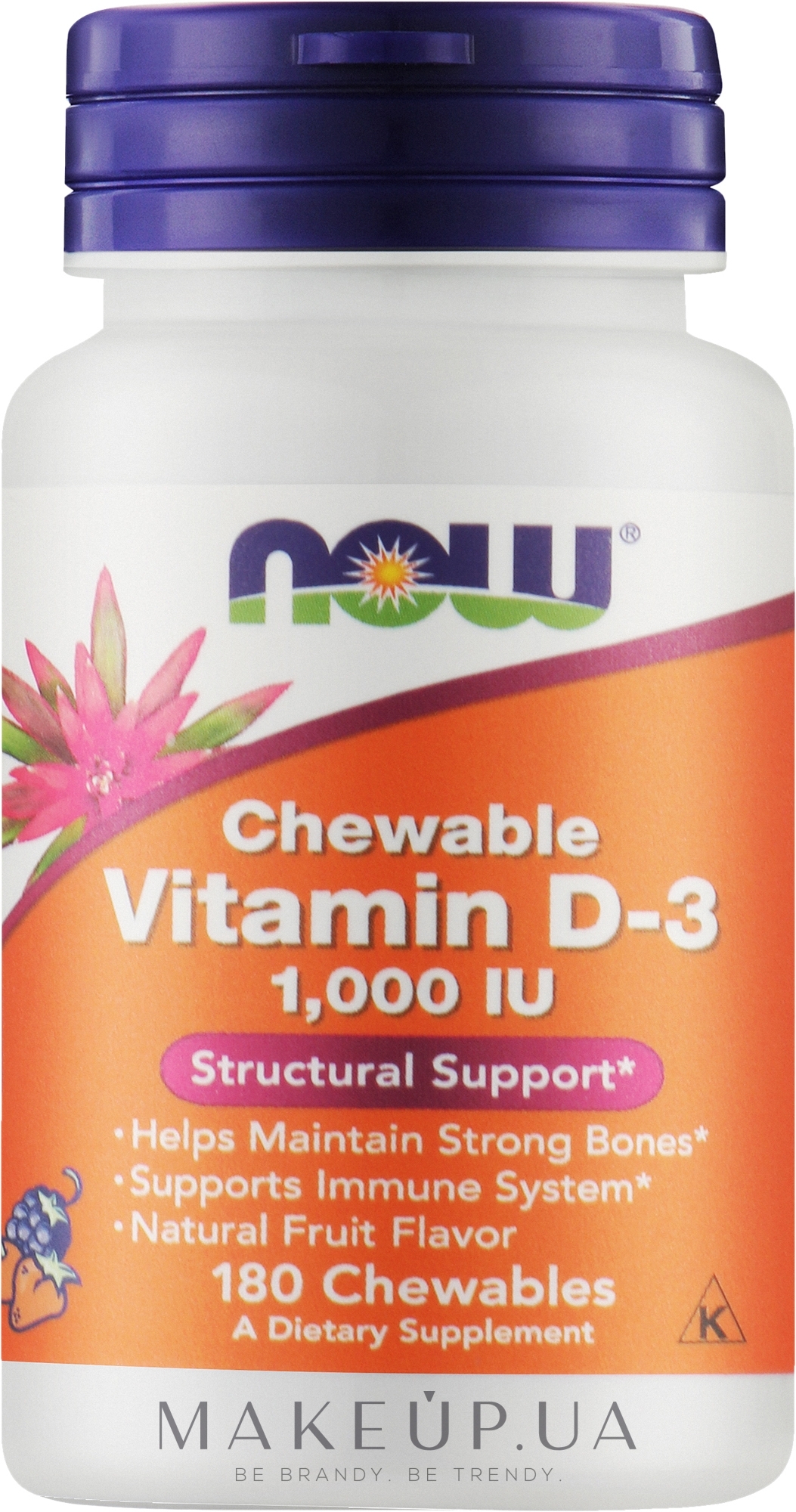 Вітамін D-3 жувальний, із фруктовим смаком - Now Foods Chewable Vitamin D-3 1000 IU — фото 180шт