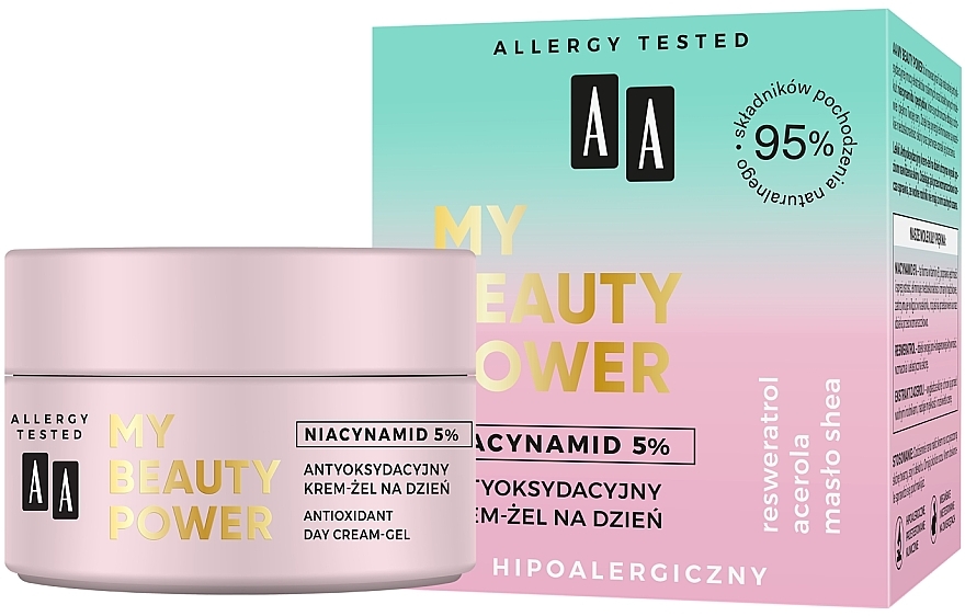 Антиоксидантный дневной крем-гель для лица - AA My Beauty Power Niacynamid 5% Antioxidant Day Cream-Gel — фото N1