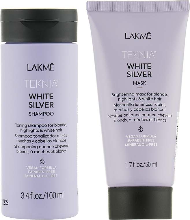 Набор для волос - Lakme Teknia White Silver (sh/100ml + mask/50ml) — фото N1