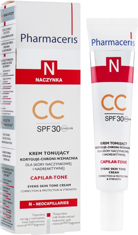 Крем для чувствительной кожи лица - Pharmaceris N Capilar-tone CC Cream SPF 30