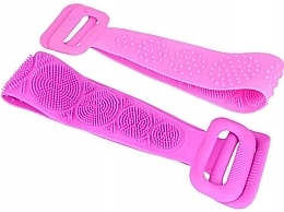 Силіконова мочалка для тіла з ручками, темно-рожева - Deni Carte — фото N1