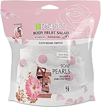 Ароматическая губка для ванны с мыльным жемчугом "Йогурт, розовая вода и шоколад" - Nature of Agiva Roses Body Fruit Salad Soap Pearls — фото N3