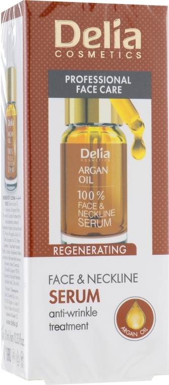 Интенсивная омолаживающая сыворотка против морщин для лица и шеи с аргановым маслом - Delia Face Care Argan Oil Face Neckline Intensive Serum
