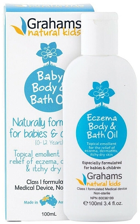 Дитяча олія для тіла та ванн - Grahams Natural Kids Eczema Body & Bath Oil — фото N1