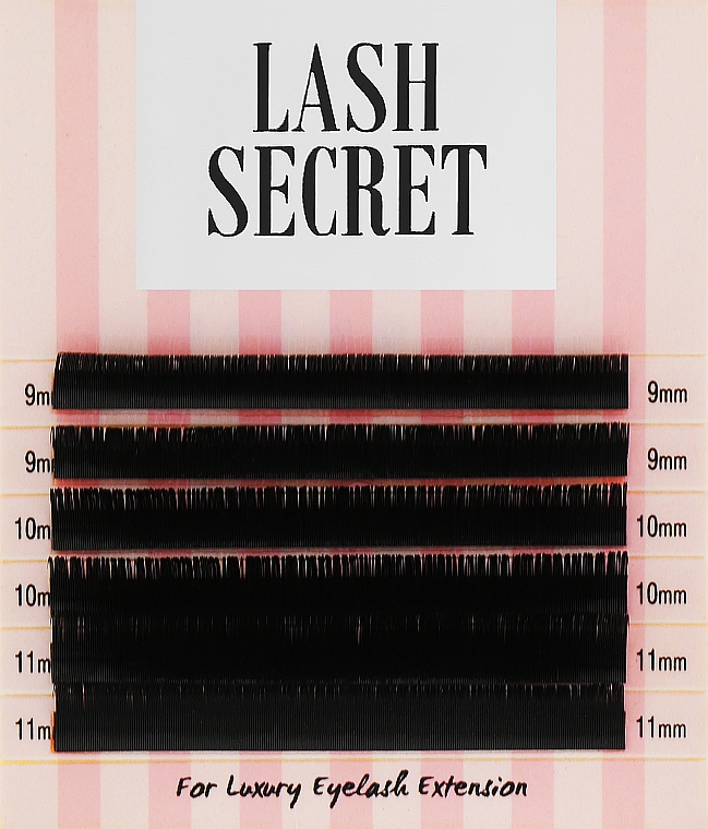 Накладные ресницы, черные, микс, 6 линий (0.15, D, (9,10,11)) - Lash Secret — фото N1