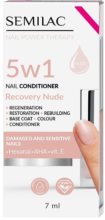 Кондиціонер для нігтів - Semilac Nail Power Therapy 5 In 1 Recovery Nude — фото N1