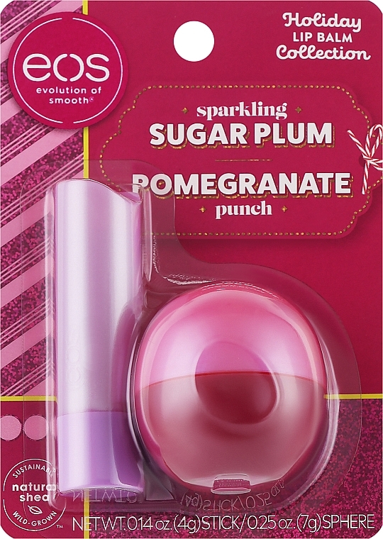 Набор "Сахарная слива/Гранат" - EOS Sugar Plum/Pomegranate Lip Balm (lip/balm/7g + lip/balm/4g) — фото N1