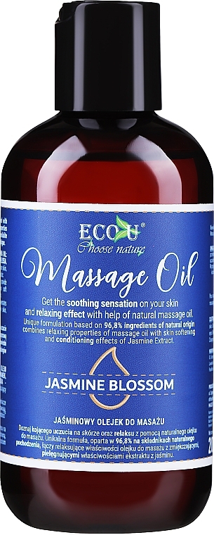 Массажное масло с экстрактом жасмина - Eco U Jasmine Blossom Massage Oil — фото N1