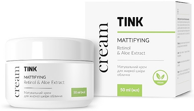 Матирующий крем для жирной кожи лица - Tink Mattifying Retinol & Aloe Extract Cream
