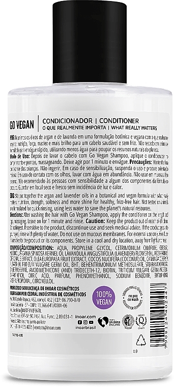 Кондиціонер проти пухнастості волосся - Inoar Go Vegan Anti Frizz Conditioner — фото N2
