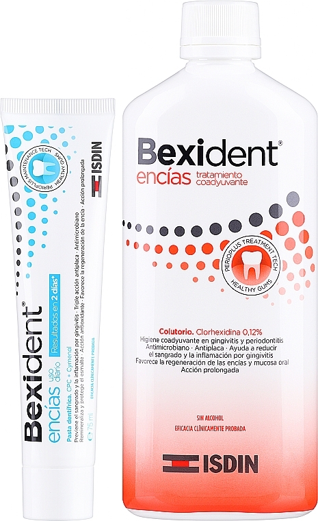Набор - Isdin Bexident Encias (toothpaste/75ml + mouth/wash/500ml) — фото N2