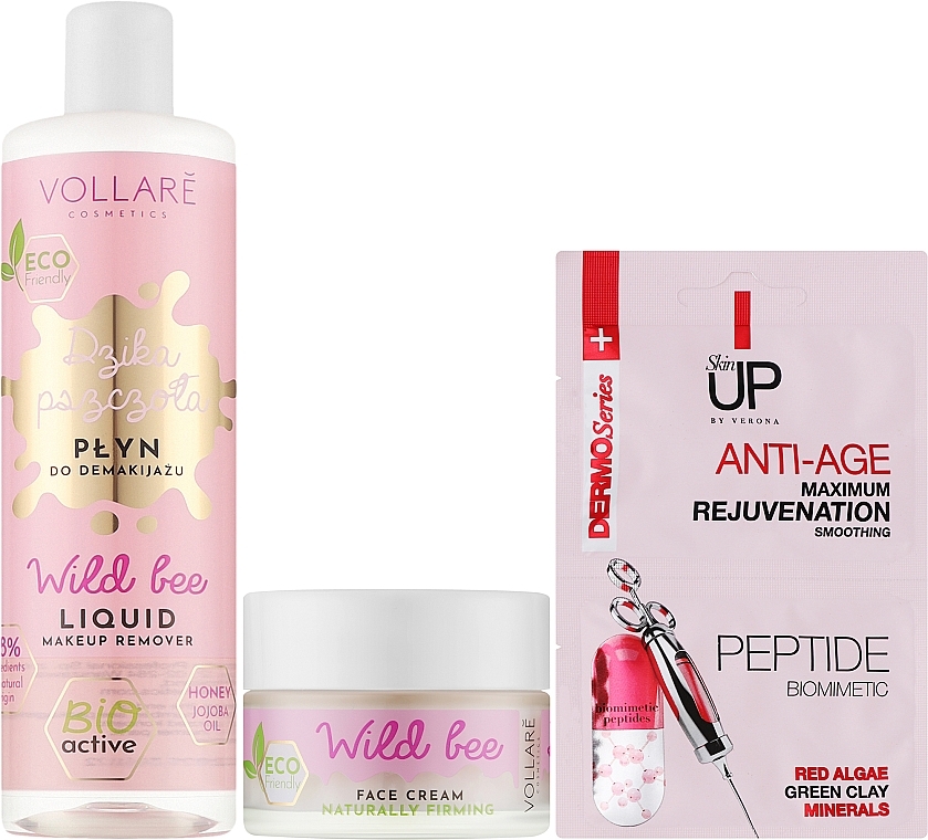 УЦЕНКА Набор - Vollare Wild Bee & Skin Up (micellar/water/400 ml + cr/50 ml + mask/2x5 ml) * — фото N2