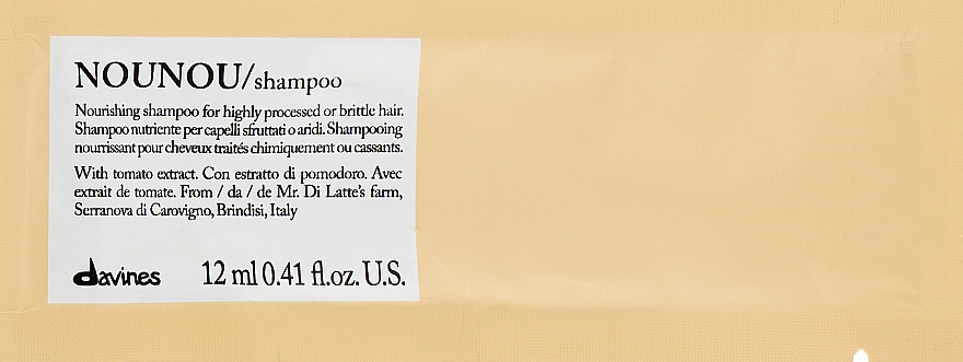 Живильний шампунь для ущільнення ламкого і пошкодженого волосся з екстрактом помідора - Davines Nourishing Nounou Shampoo (пробник) — фото N1