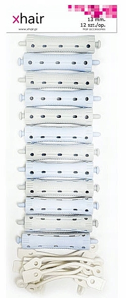 Бигуди-коклюшки для холодной завивки, длина 7 см, d13 мм, серо-голубые, 12 шт - Xhair — фото N1