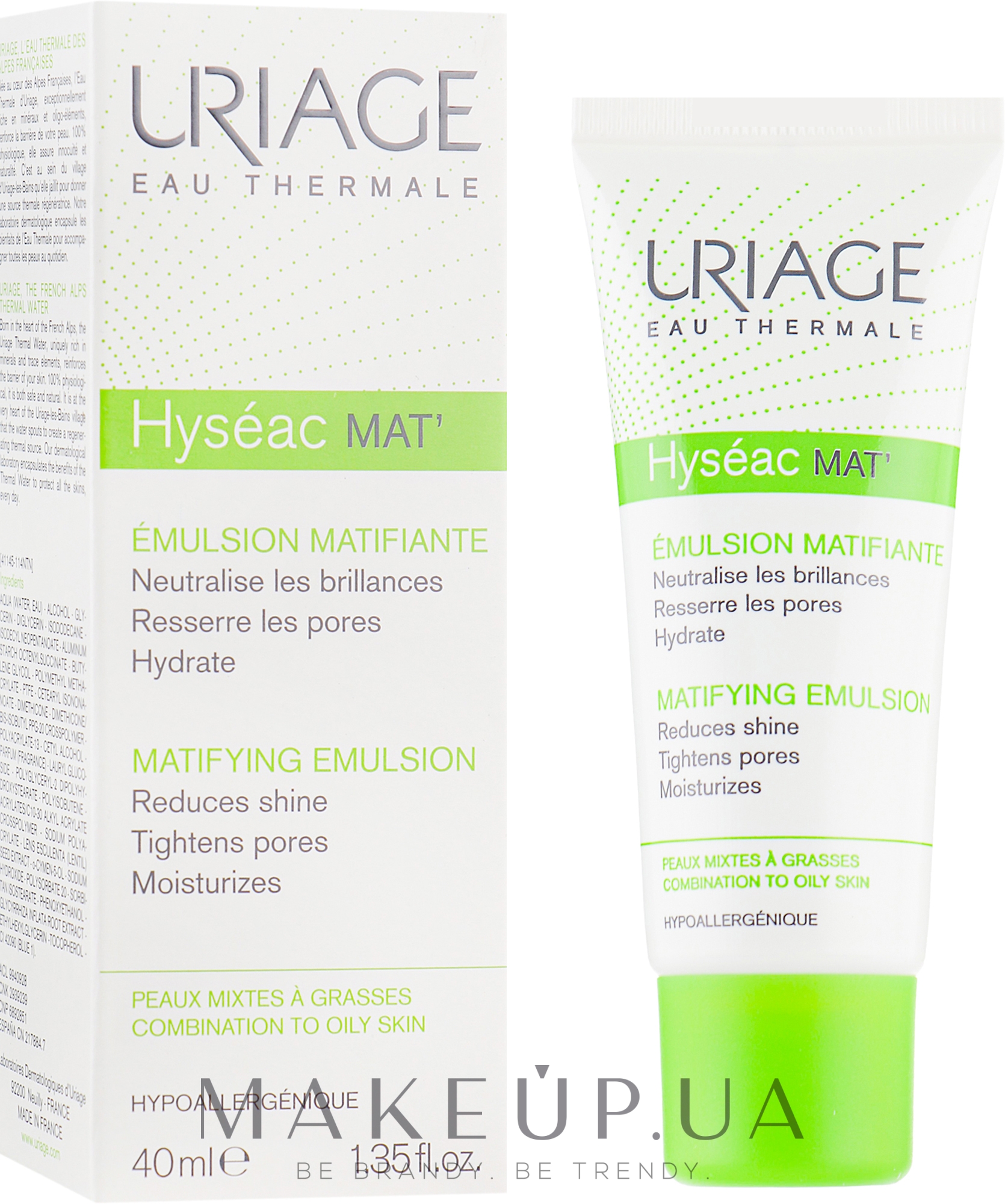 Крем-гель для лица с матирующим эффектом - Uriage Hyseac Mat — фото 40ml