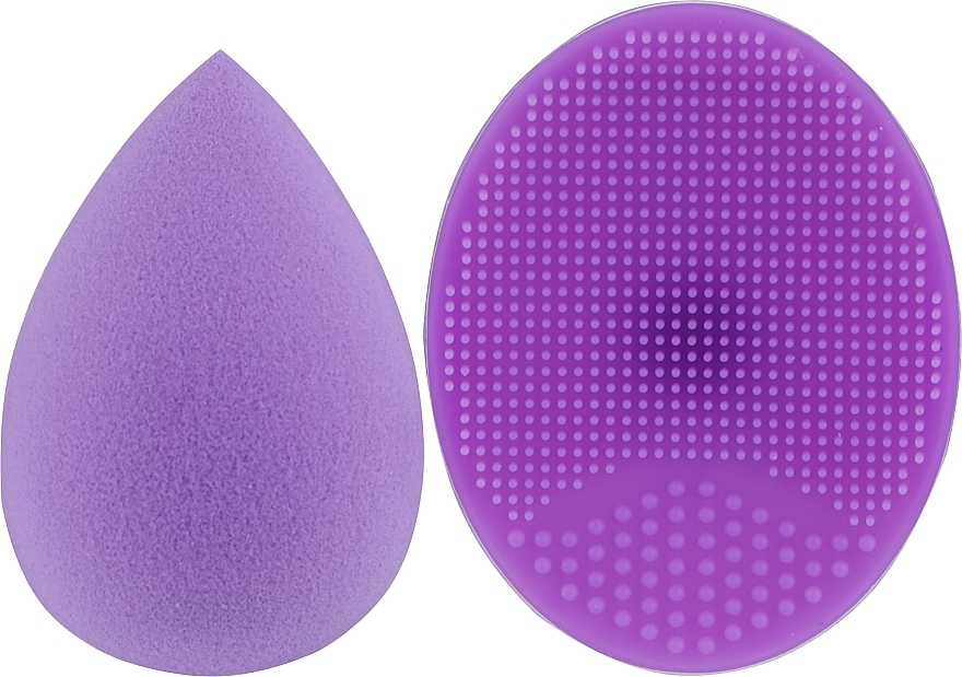 Набір спонжів для макіяжу та вмивання, 2 в 1, PF-52, фіолетовий + фіолетовий - Puffic Fashion — фото N1