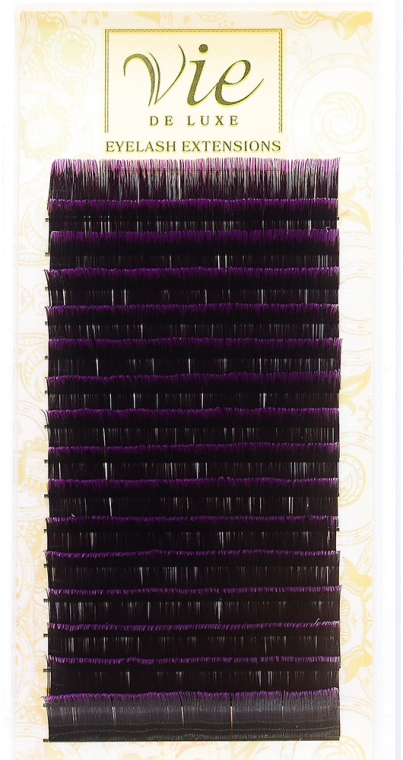 Ресницы в ленте черно-фиолетовые MIX C 0,15 - Vie de Luxe — фото N1