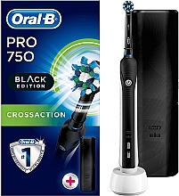 Электрическая зубная щетка c дорожным футляром, черная - Oral-B Pro 750 Cross Action Black Edition — фото N3
