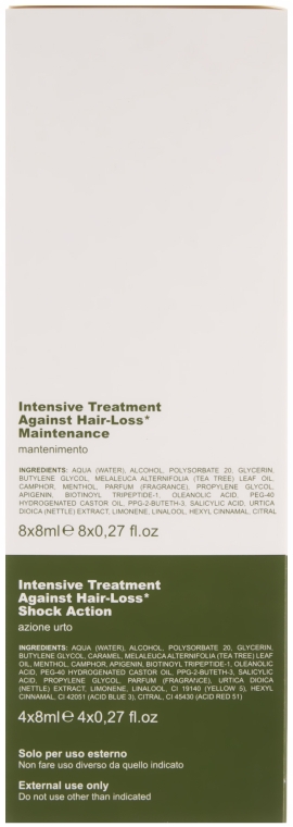 Набор от выпадения волос - Punti di Vista Seven Touch Tea Tree Oil Complete Treatment Kit (shm/250ml + sh/act/treatm/4*8ml + maint/8*8ml) — фото N4