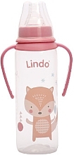 Бутылка для кормления с ручками и силиконовой соской, 250 мл, розовая - Lindo Li 141 — фото N1