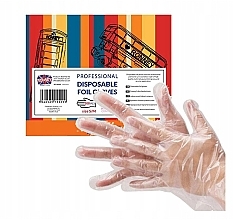 Одноразові рукавички, прозорі, розмір S/M, 100 шт. - Ronney Professional Disposable Foil Gloves — фото N2
