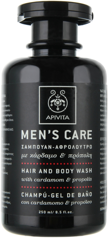 Средство для мытья волос и тела с кардамоном и прополисом - Apivita Men Men's Care Hair and Body Wash With Cardamom & Propolis — фото N1